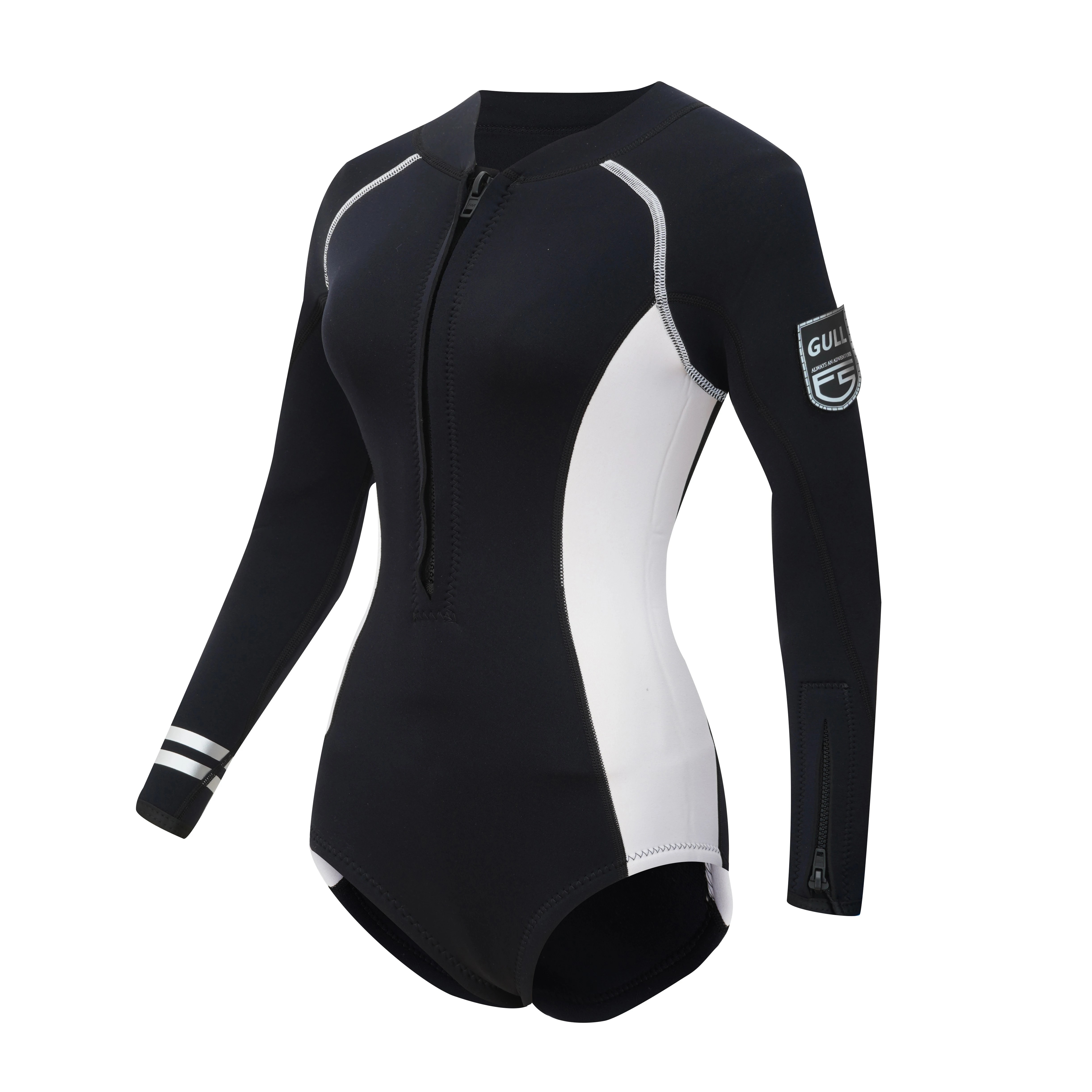 three millimeters of black-and-white-coated diving suit